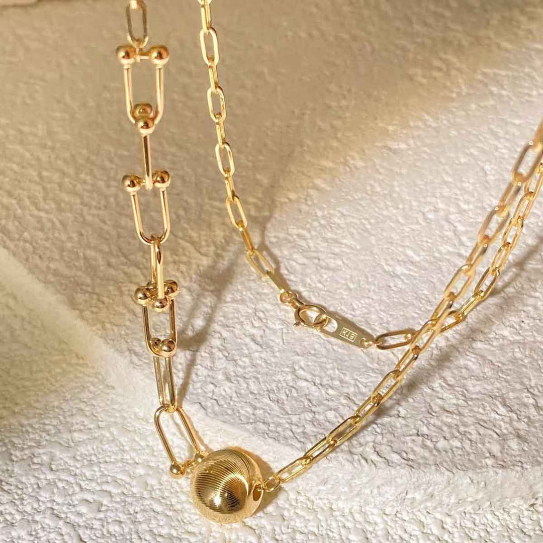 Plain 18k Yellow Gold Ball Necklace