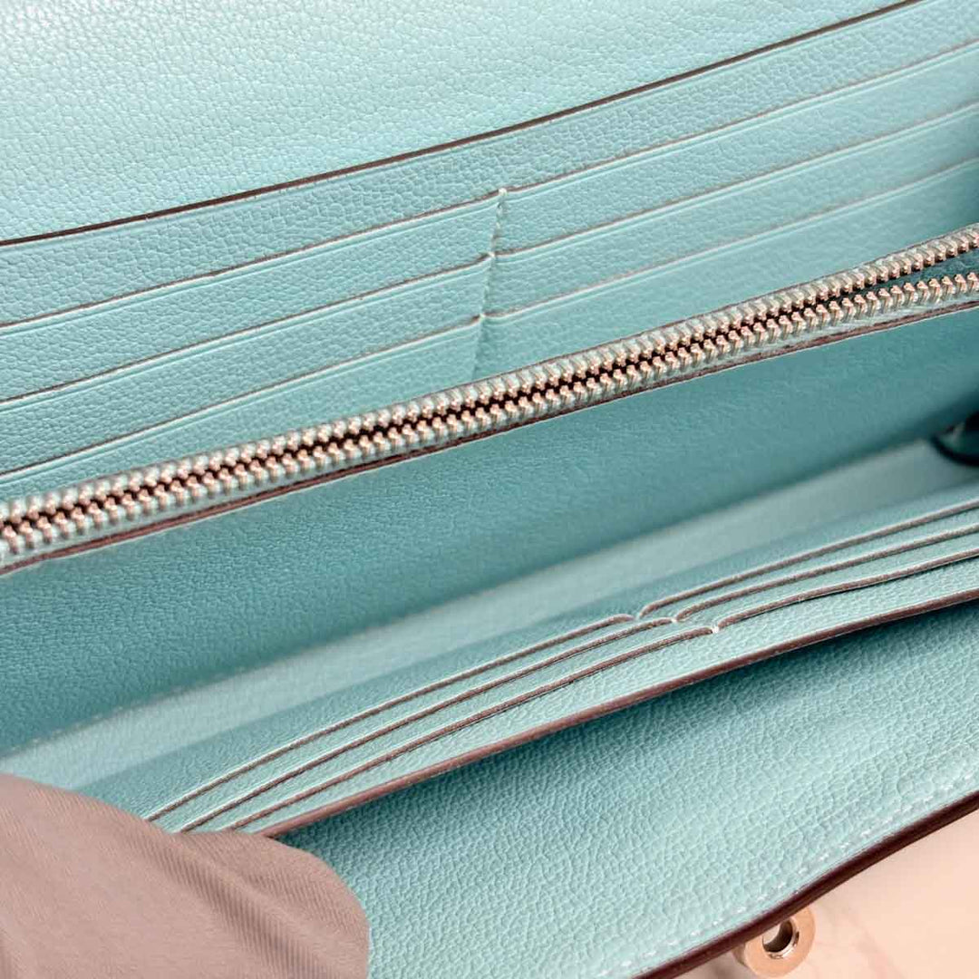 Hermes Blue Long Wallet Kelly