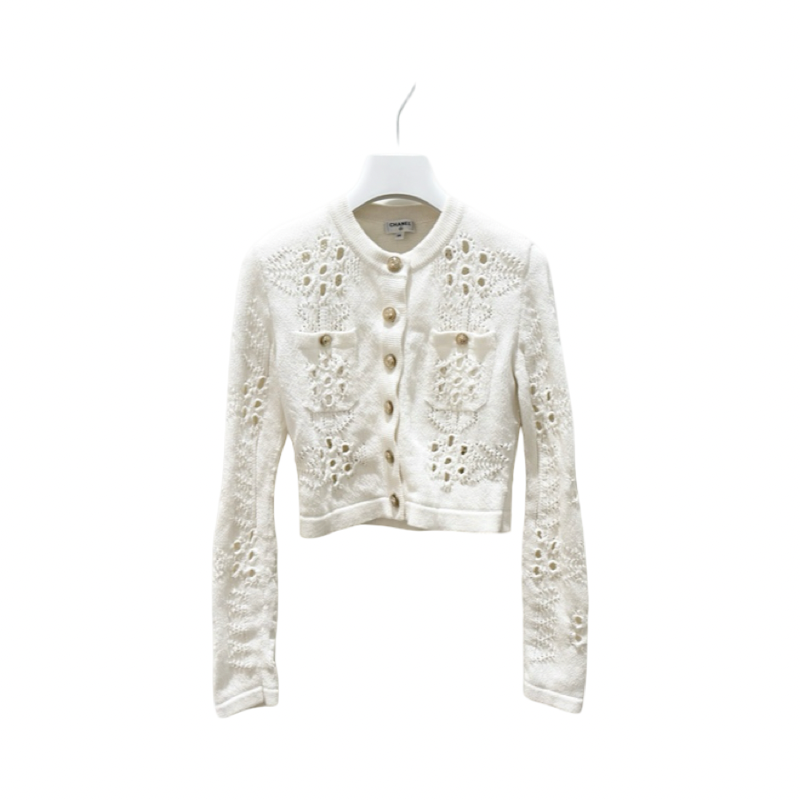 Chanel White Crochet Cardigan #34