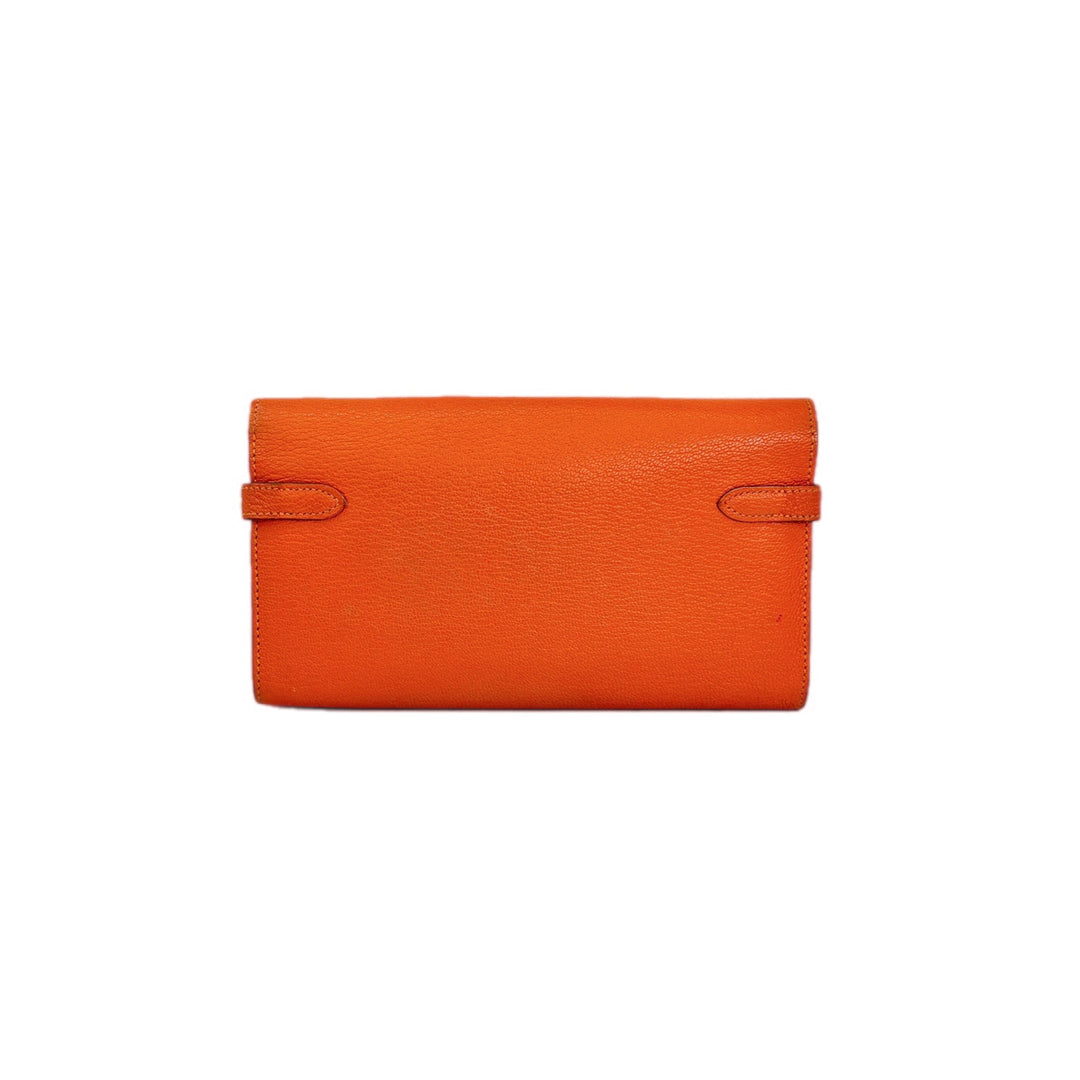 Hermes Orange Epsom Long Kelly Wallet