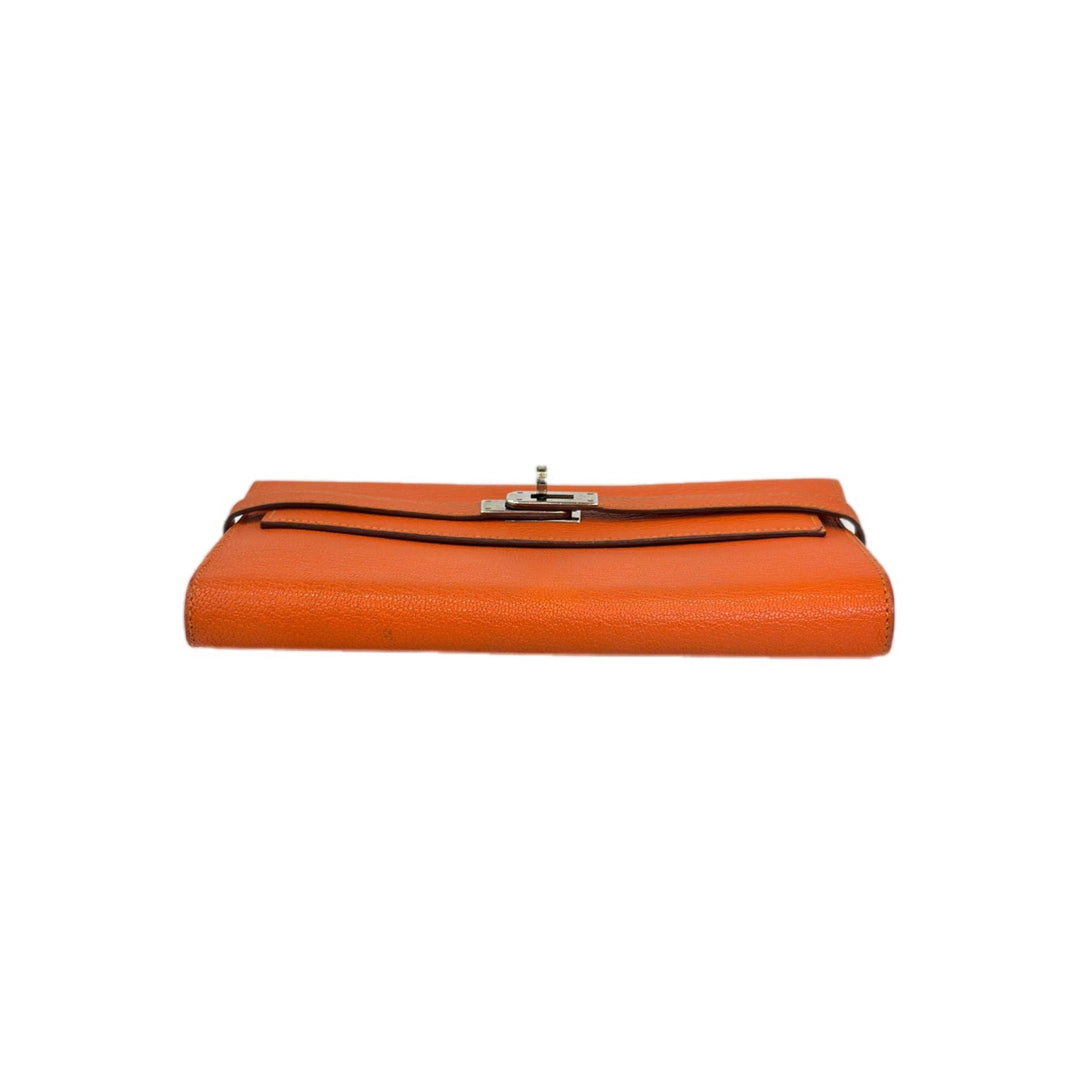 Hermes Orange Epsom Long Kelly Wallet