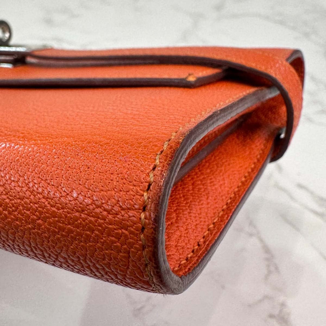 Hermes Orange Epsom Long Kelly Wallet