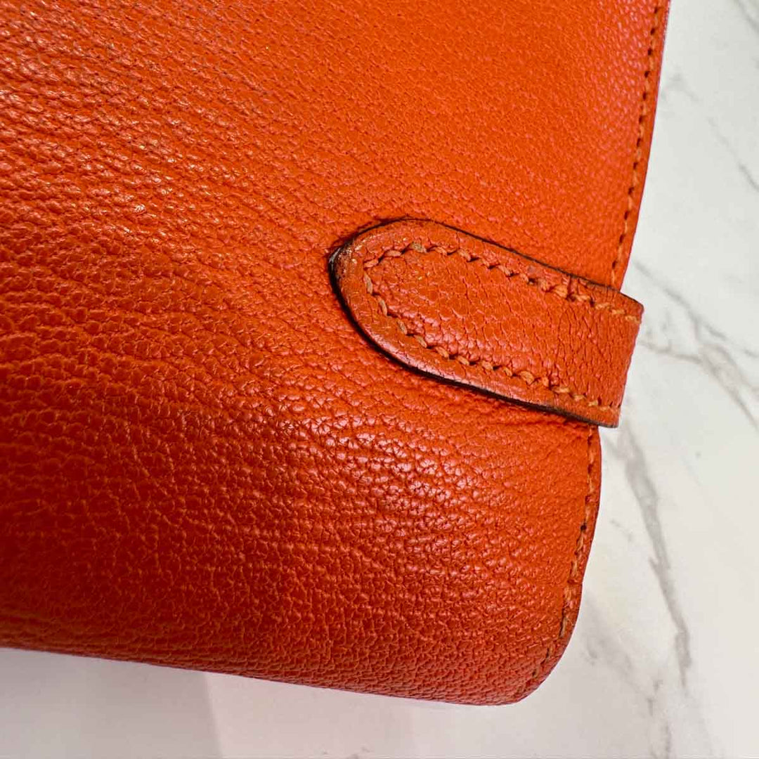 Hermes Orange Epsom Long Kelly Wallet