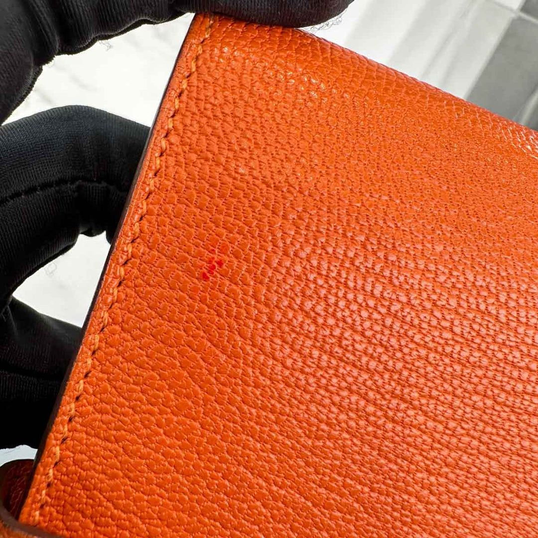Hermes Orange Epsom Long Kelly Wallet