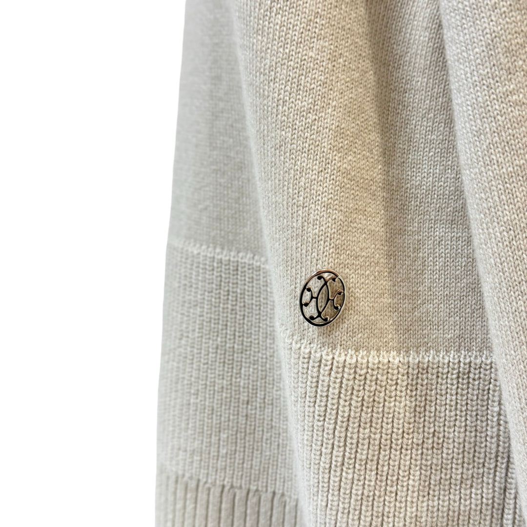 Hermes Cashmere Ribbed Knit Beige Long Sleeve Dress #38