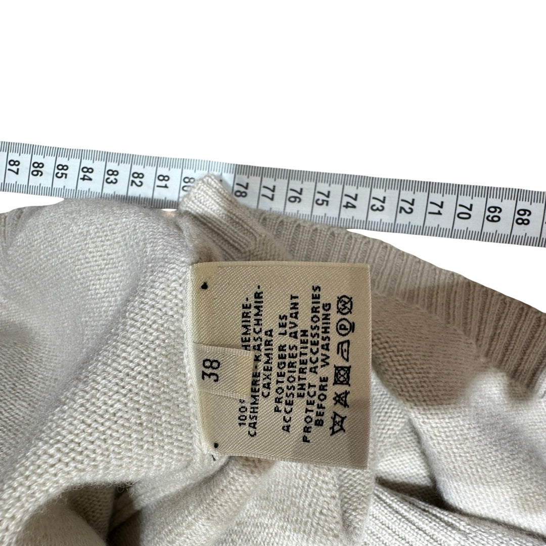 Hermes Cashmere Ribbed Knit Beige Long Sleeve Dress #38