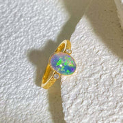 Natural Australia Black Opal Ring D0.93ct d0.07ct, 18K