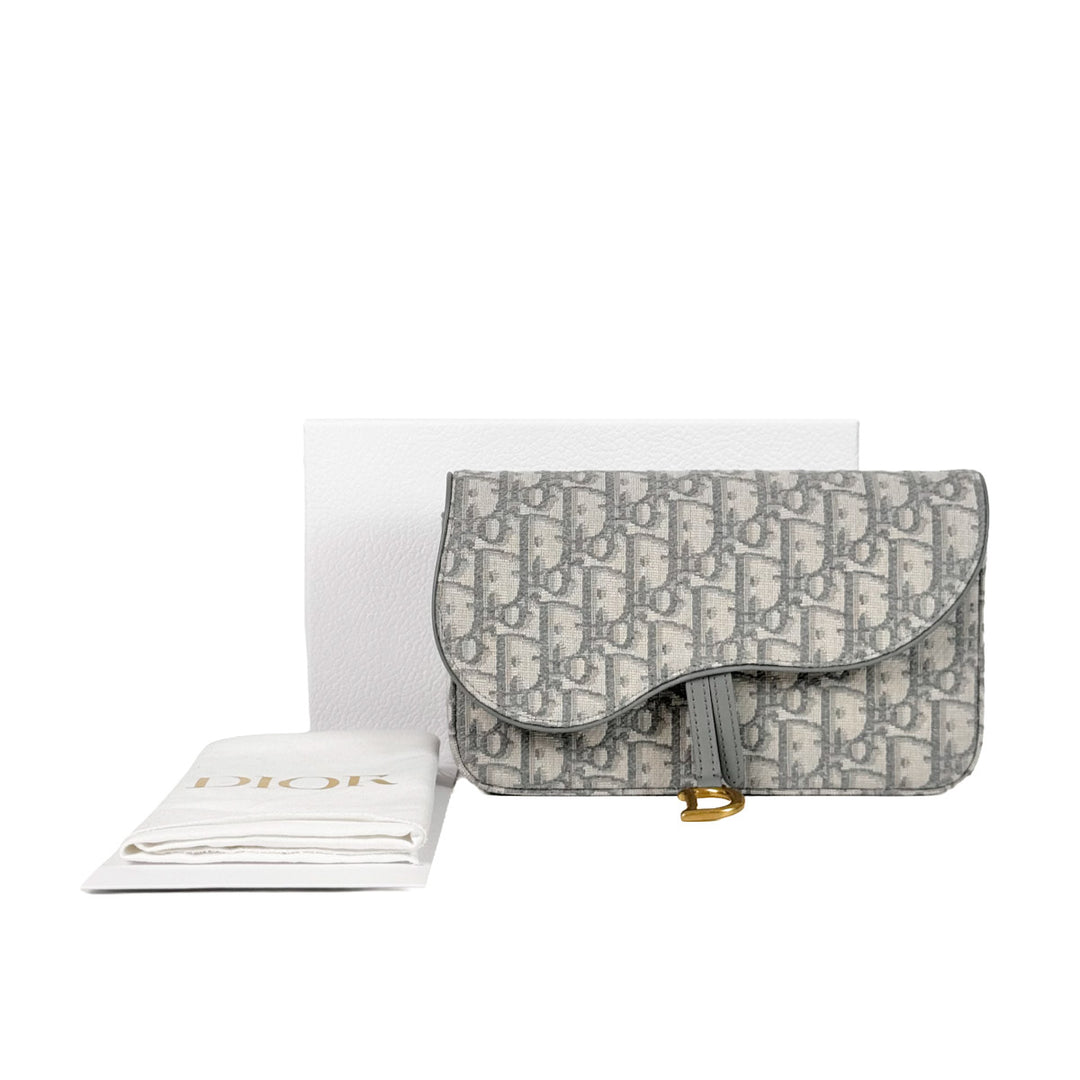 Dior Saddle Pouch With Chain Bag Grey Medium