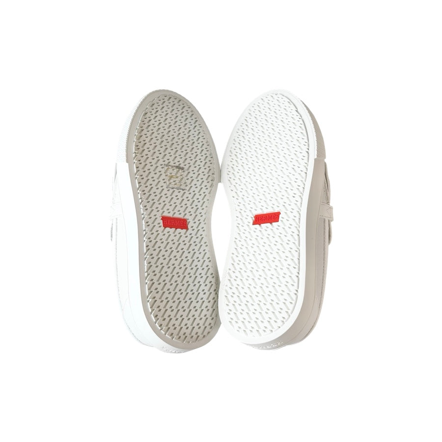 Hermes Game Epsom Calfskin Slip On Loafer Shoes White 34#