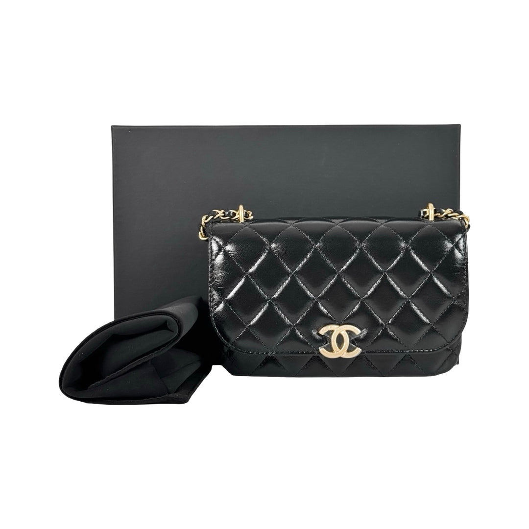Chanel Black Calfskin Chain Bag