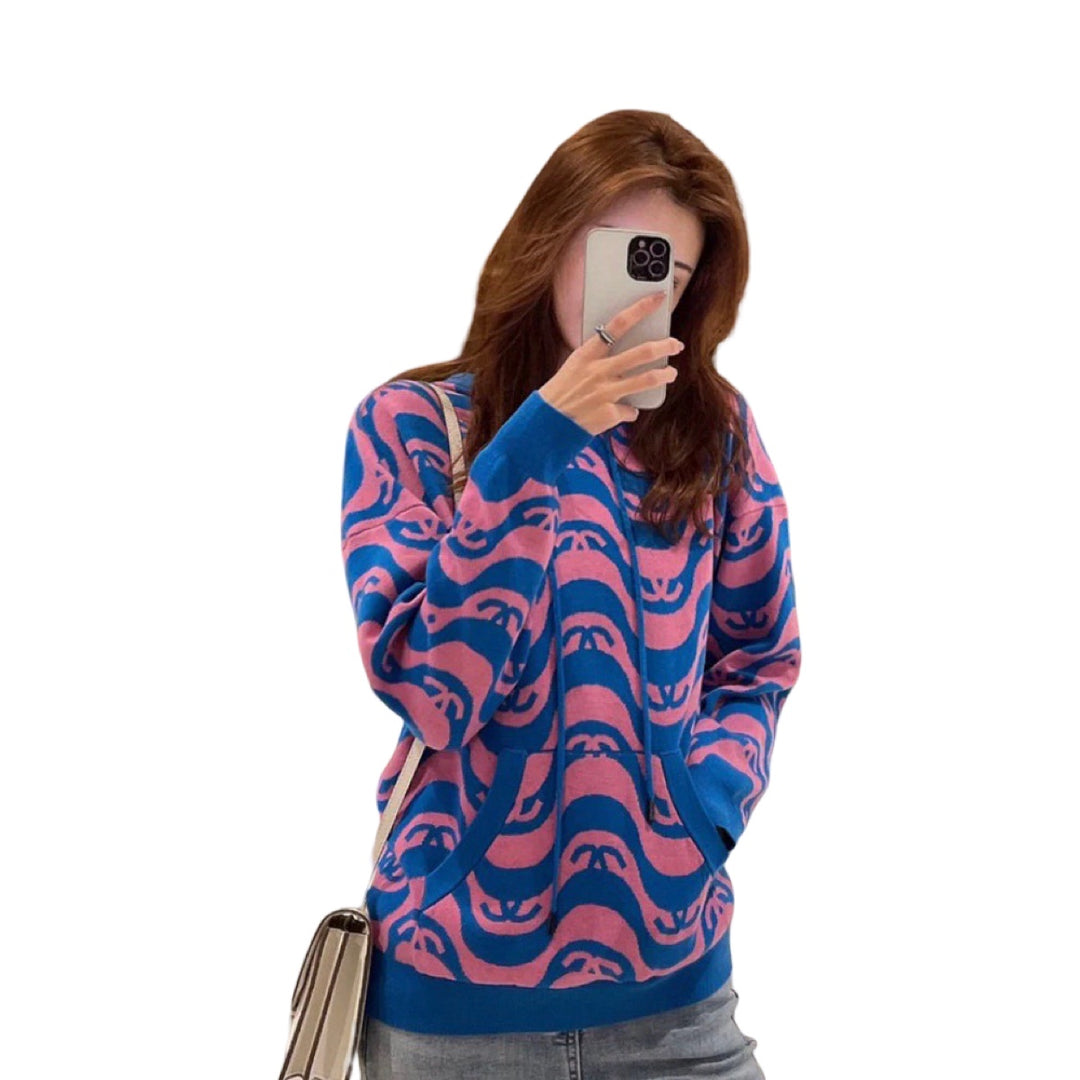 Chanel 21P Pink Cashmere Knit Logo Hoodie #34