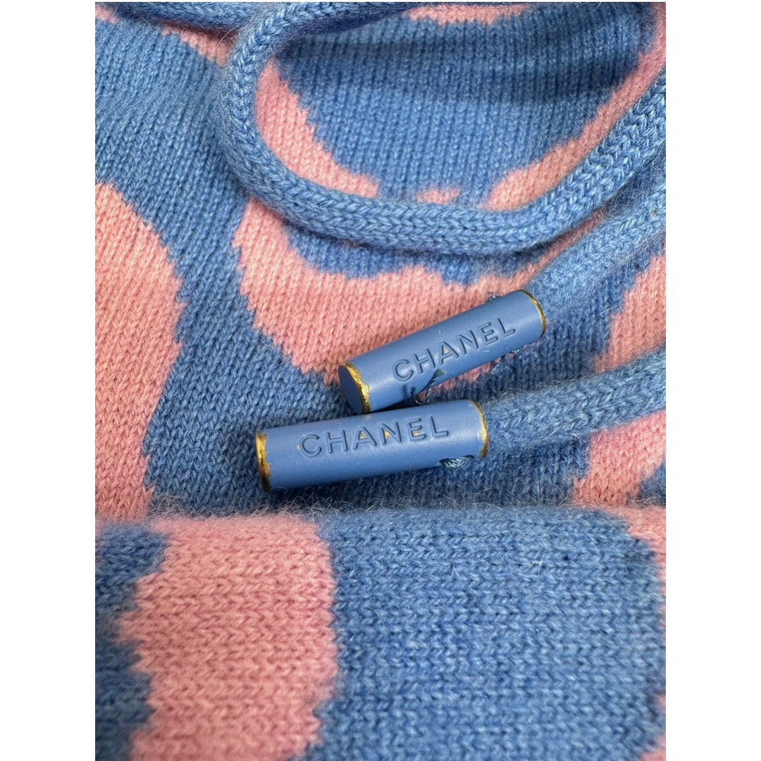 Chanel 21P Pink Cashmere Knit Logo Hoodie #34