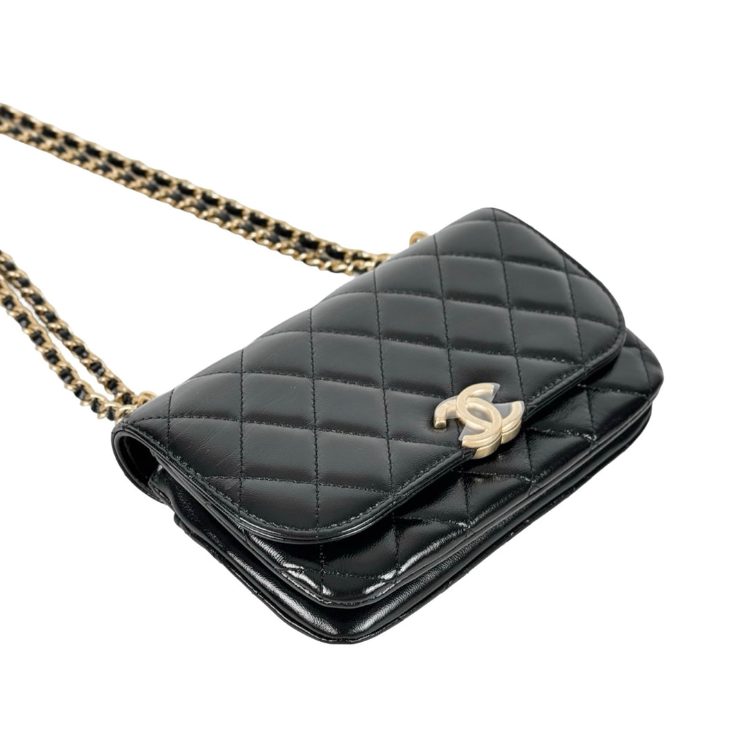 Chanel Black Calfskin Chain Bag
