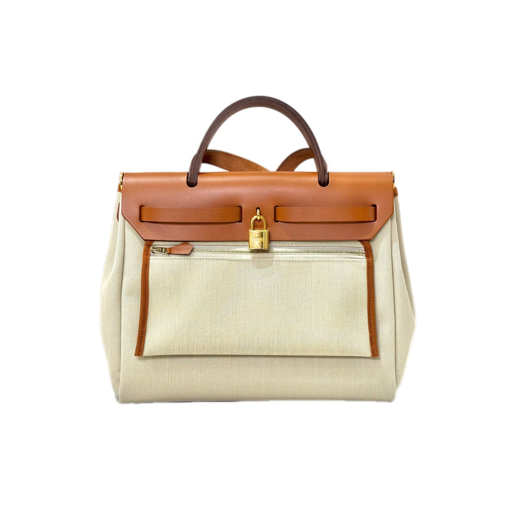 Hermes Herbag  Zip 31 Cream Color Light Brown