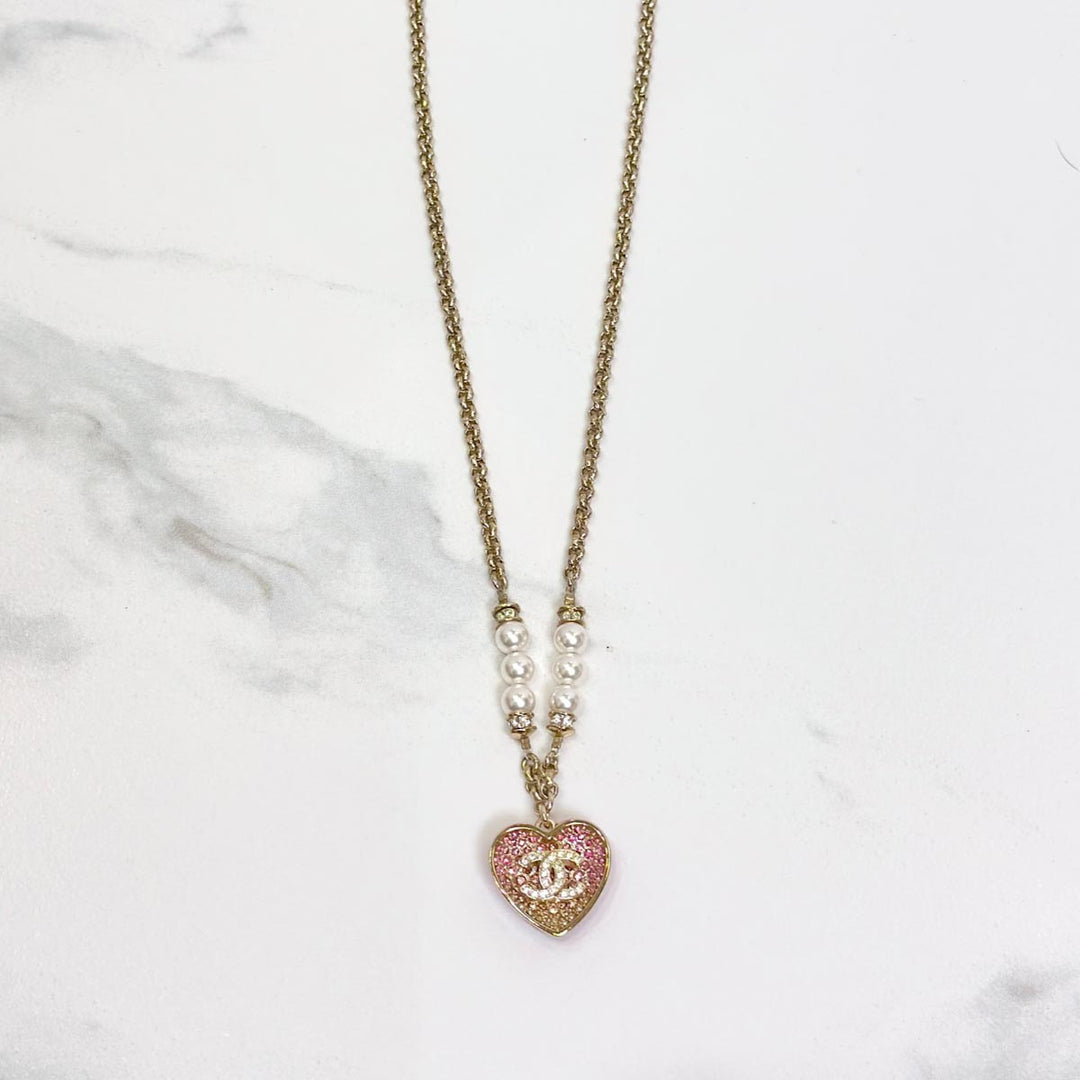 Chanel 23P CC Double Heart Necklace