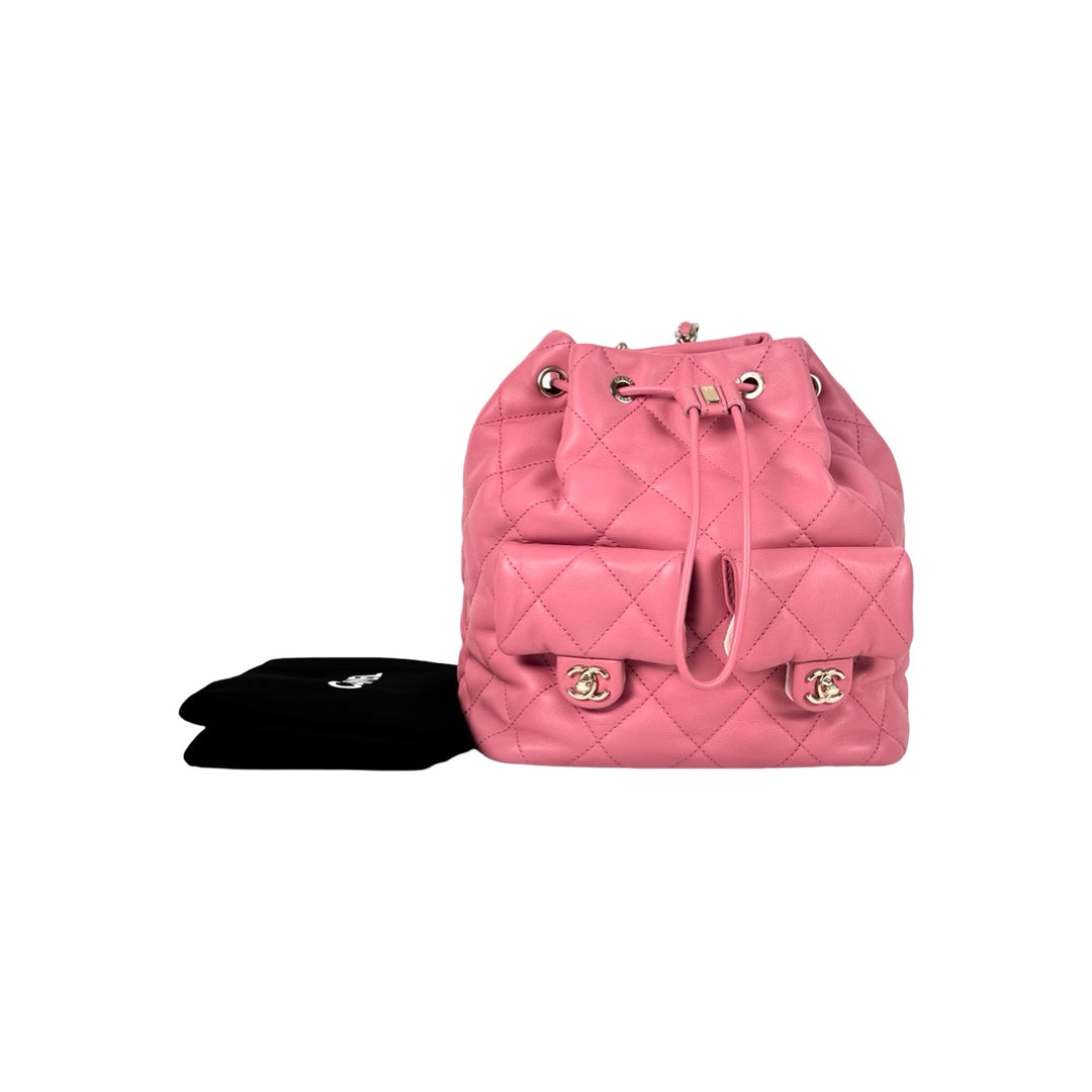 Chanel Calfskin Quilted Medium Pink Duma Pockets Backpack Pink