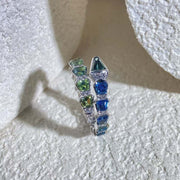 Natural Multi-colored Sapphire Diamond Serpenti Ring D3.35ct d0.18-0.20ct. 18K