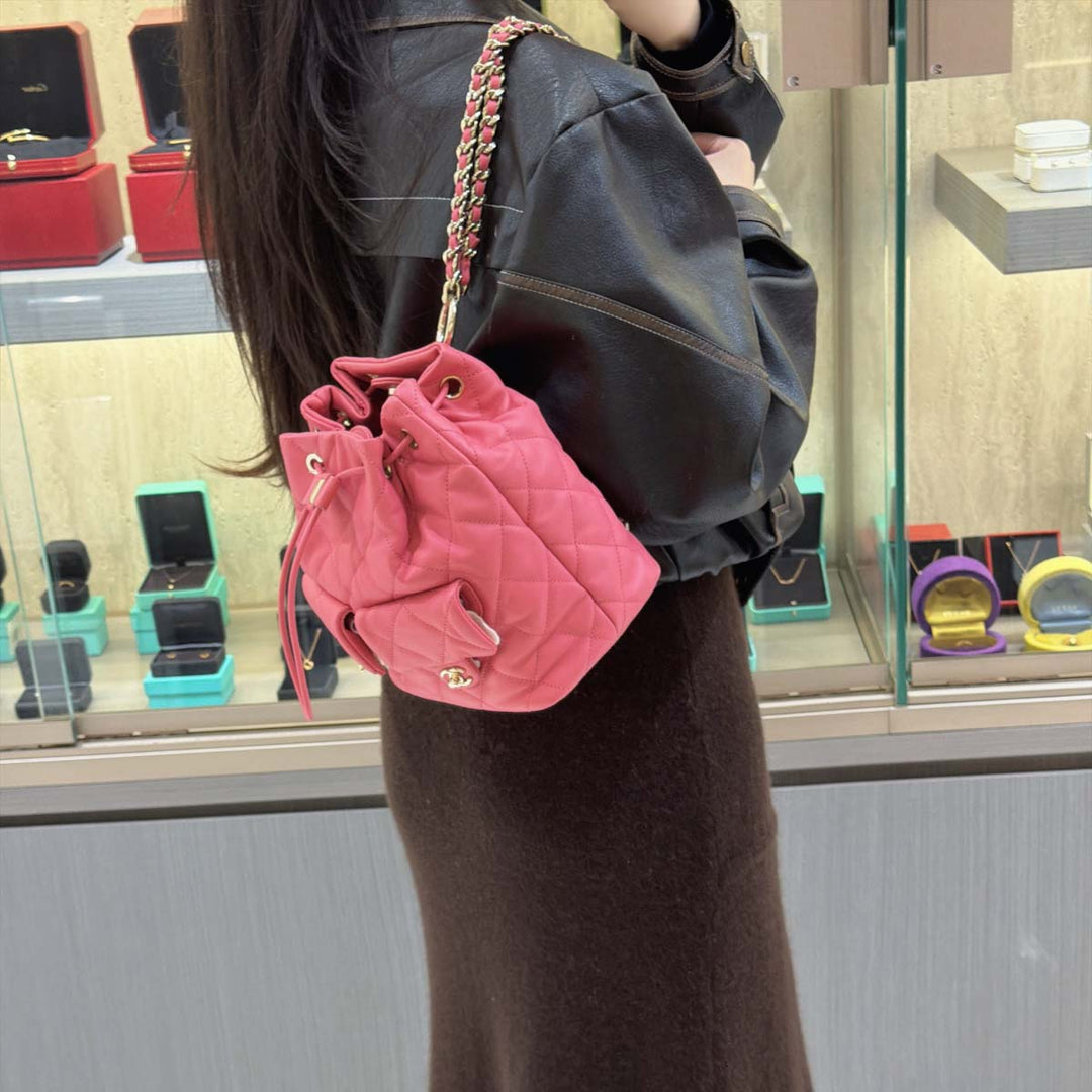 Chanel Calfskin Quilted Medium Pink Duma Pockets Backpack Pink