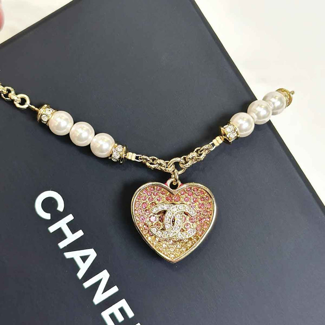 Chanel 23P CC Double Heart Necklace