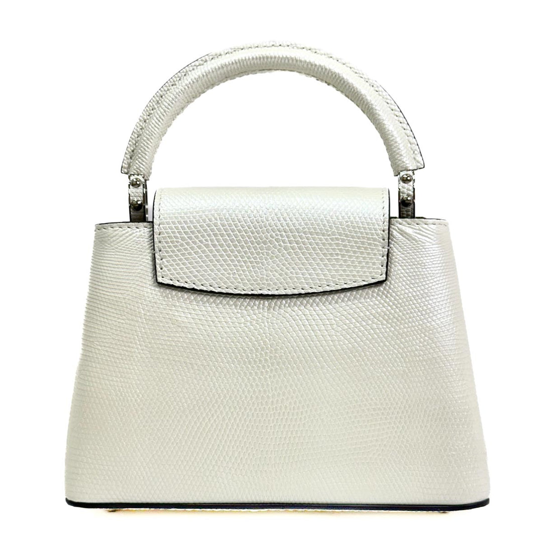 Louis Vuitton Mini Capucines Lizard Pearly White With Crystal