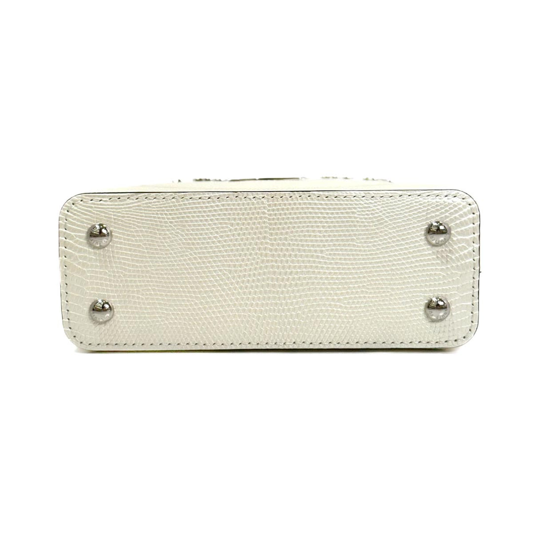 Louis Vuitton Mini Capucines Lizard Pearly White With Crystal