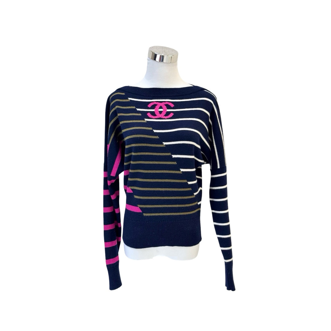 Chanel 20C Cruise Runway Striped Cashmere Pullover Sweater #36