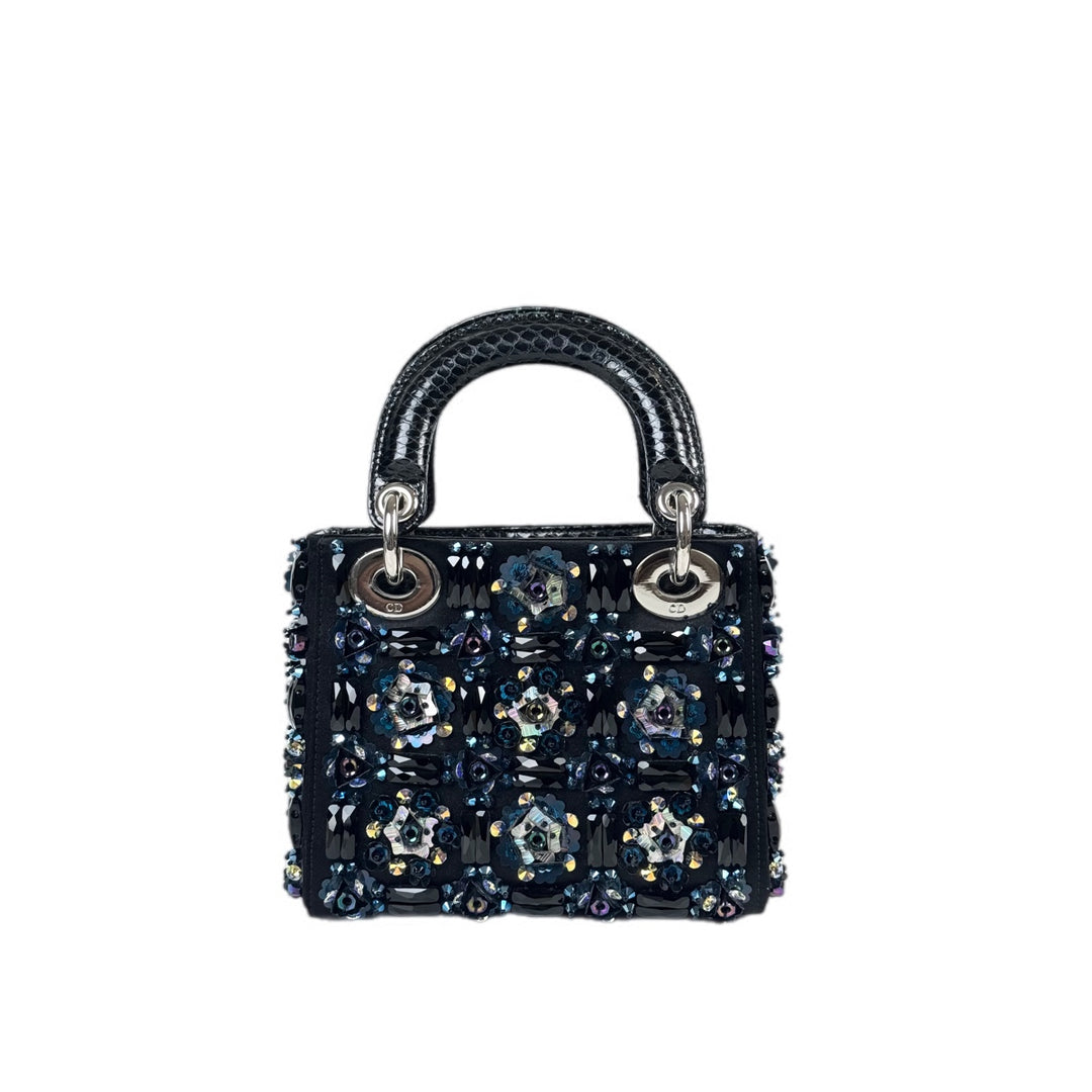 Dior Embellished Python Mini Lady Dior Bag