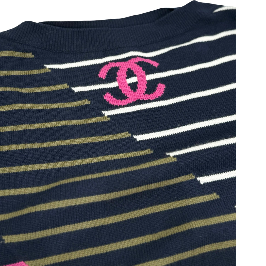 Chanel 20C Cruise Runway Striped Cashmere Pullover Sweater #36