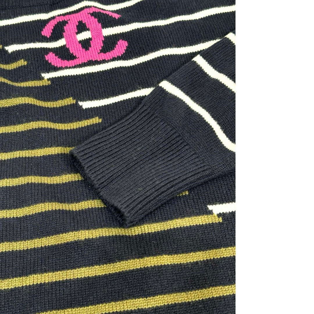 Chanel 20C Cruise Runway Striped Cashmere Pullover Sweater #36