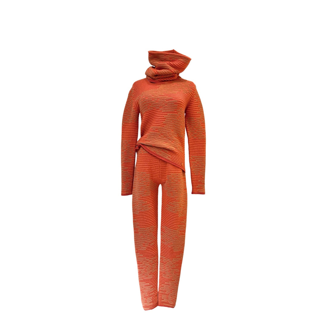 Chanel Orange Cashmere Sweater & Pants Set #36