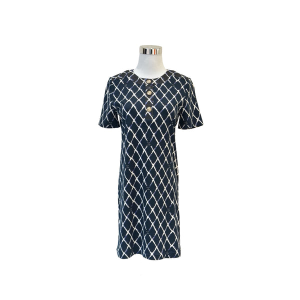 Pre-owned Chanel 2019 Coco Beach Quilted Print Mini Dress in Blue, White