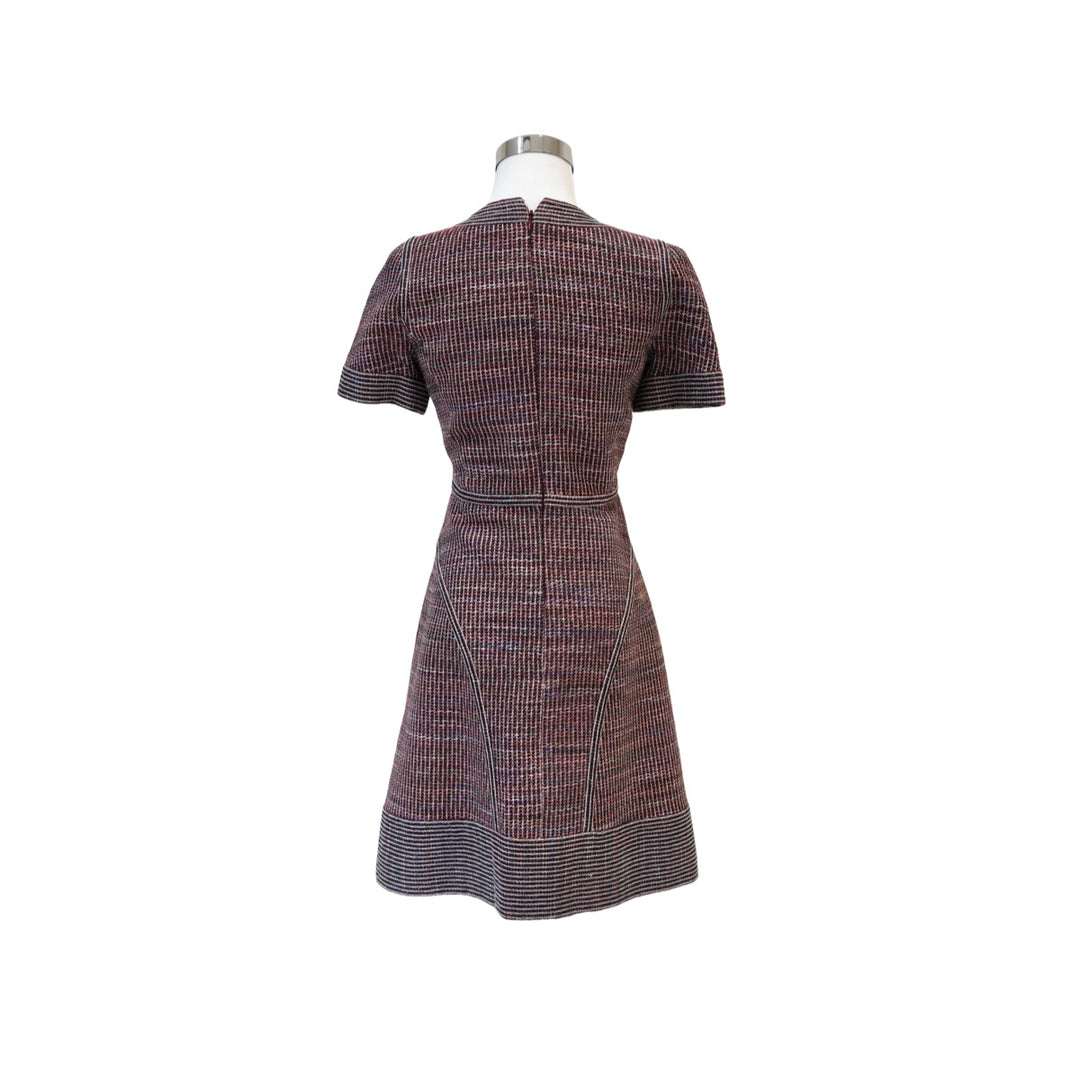 Chanel 14W Burgundy Tweed Mini Dress #34