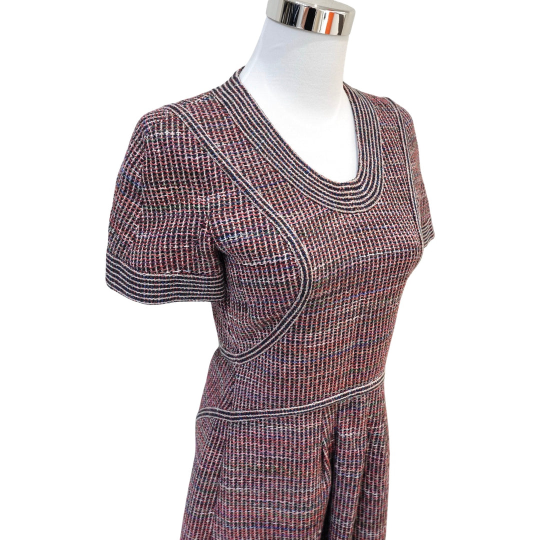 Chanel 14W Burgundy Tweed Mini Dress #34