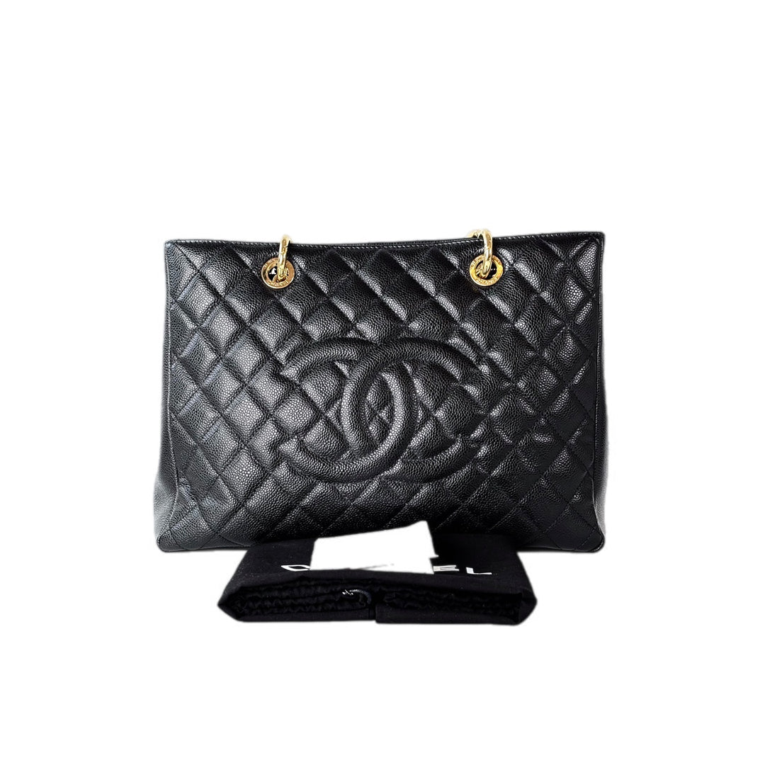 Chanel Tote Gst Black Gold Caviar Bag