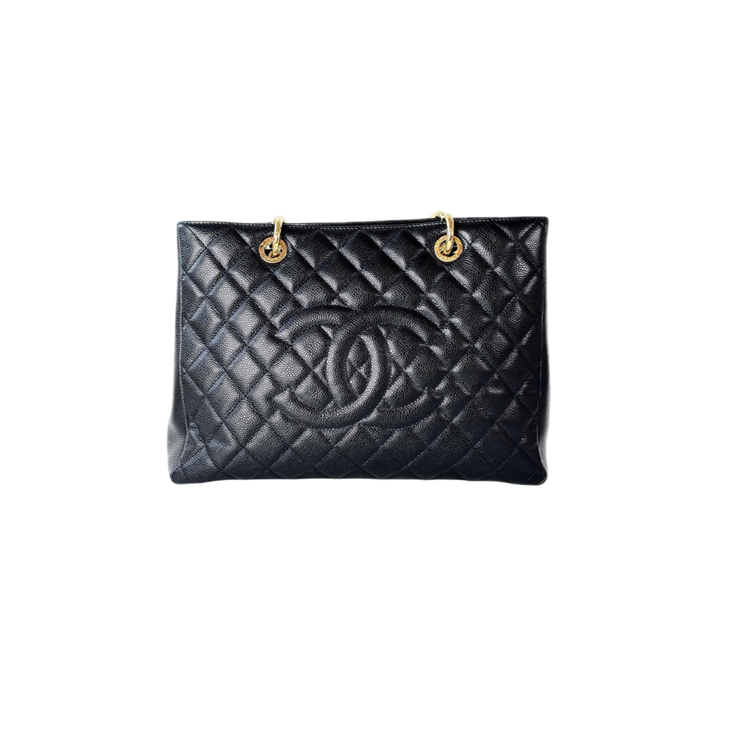 Chanel Tote Gst Black Gold Caviar Bag