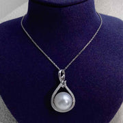 Natural South Sea White Pearl Diamond Necklace 12.8mm, 18K