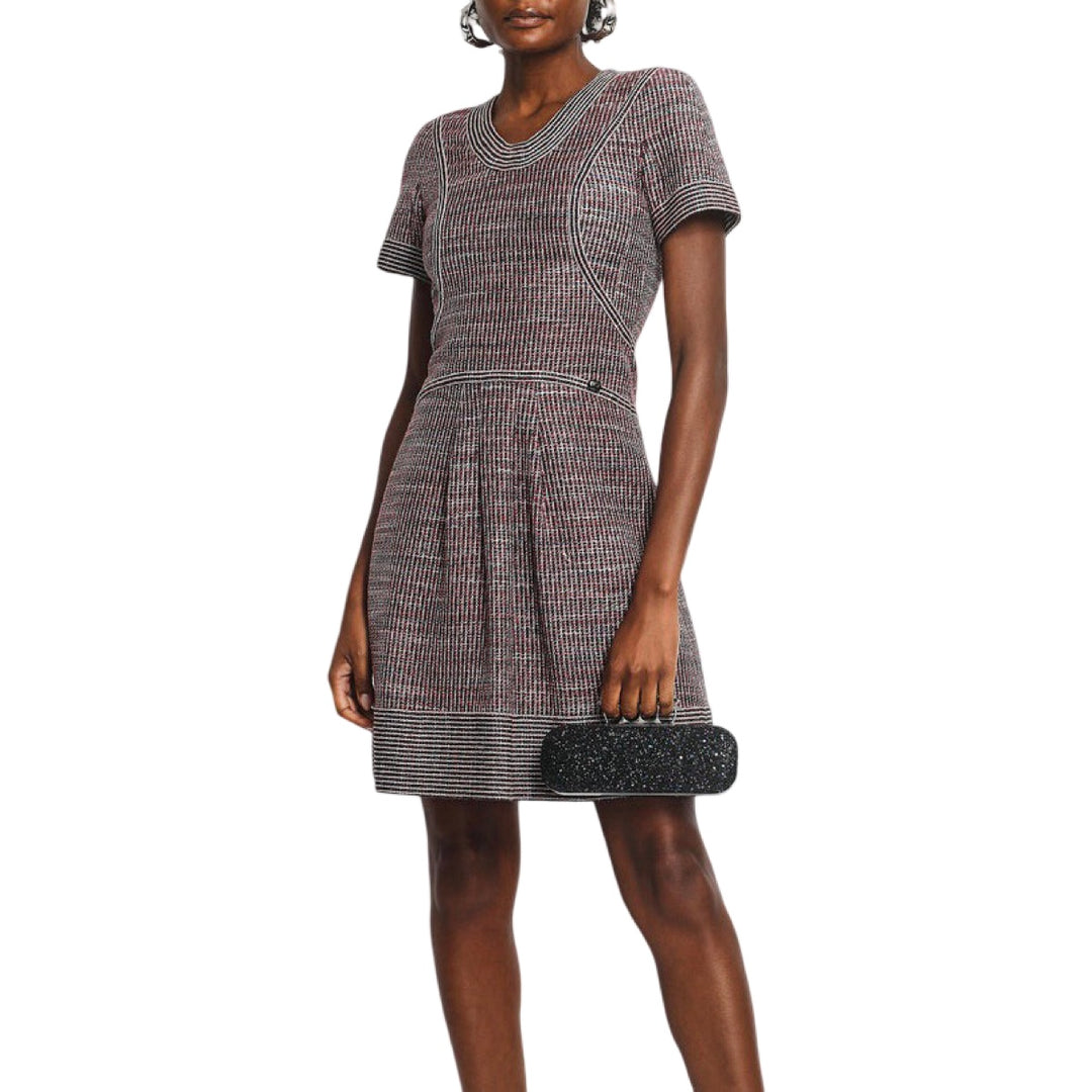 Chanel 14W Burgundy Tweed Mini Dress #34