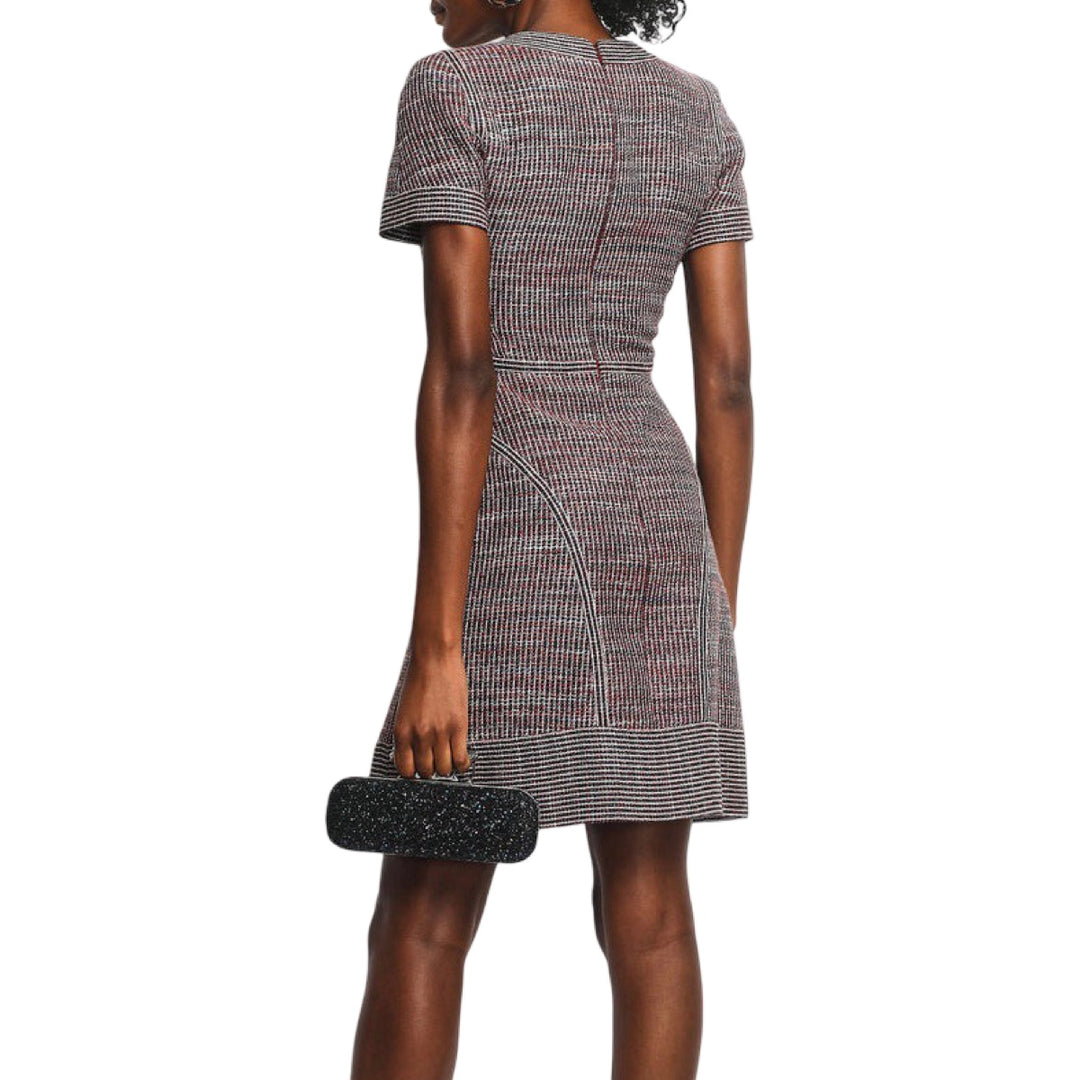 Chanel 14W Burgundy Tweed Mini Dress #34