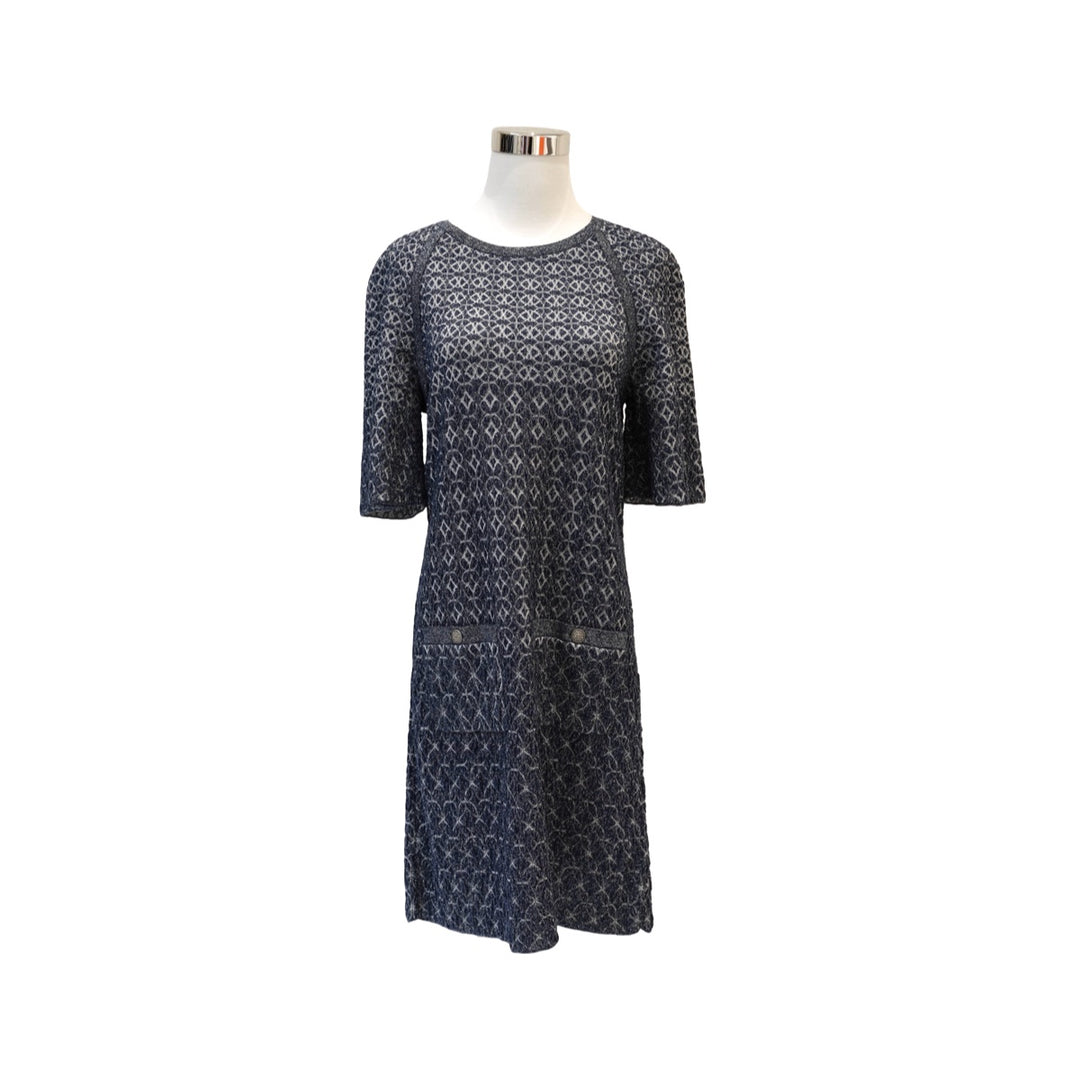 Chanel 2015 Silk/Nylon Blue Dress #38