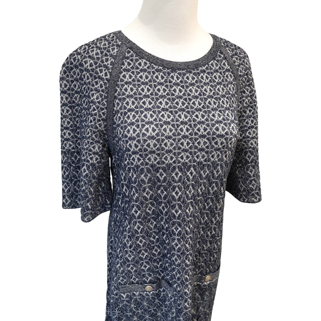 Chanel 2015 Silk/Nylon Blue Dress #38