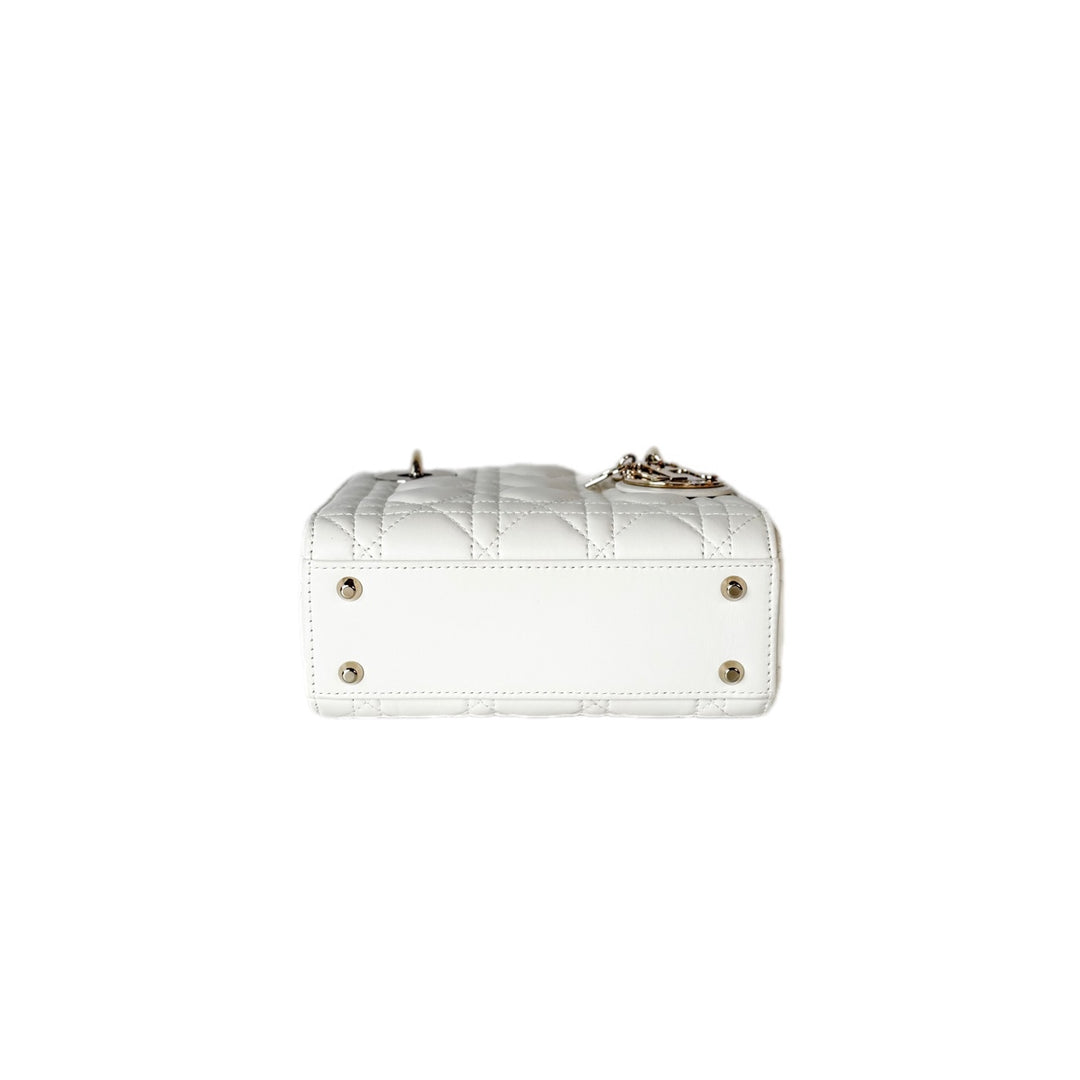 Dior Lady Dior Mini White Lambskin Bag