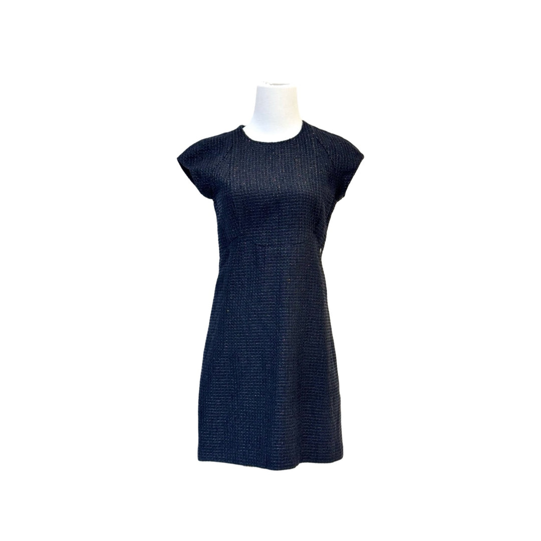 Chanel 18B Black Tweed Mid-Length Short Sleeve Dress #34