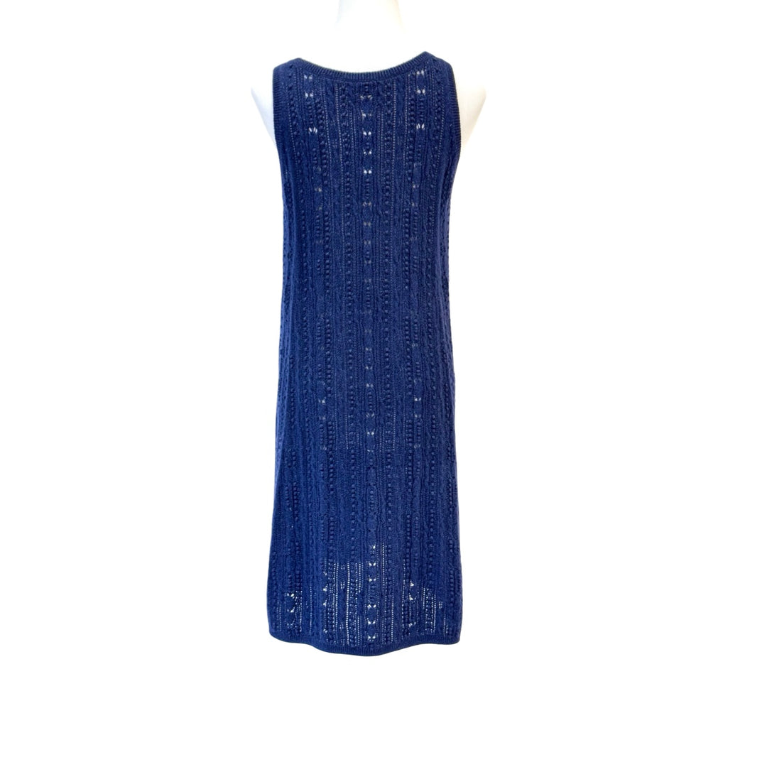 Chanel Navy Blue Pointelle Knit Vest Dress #34