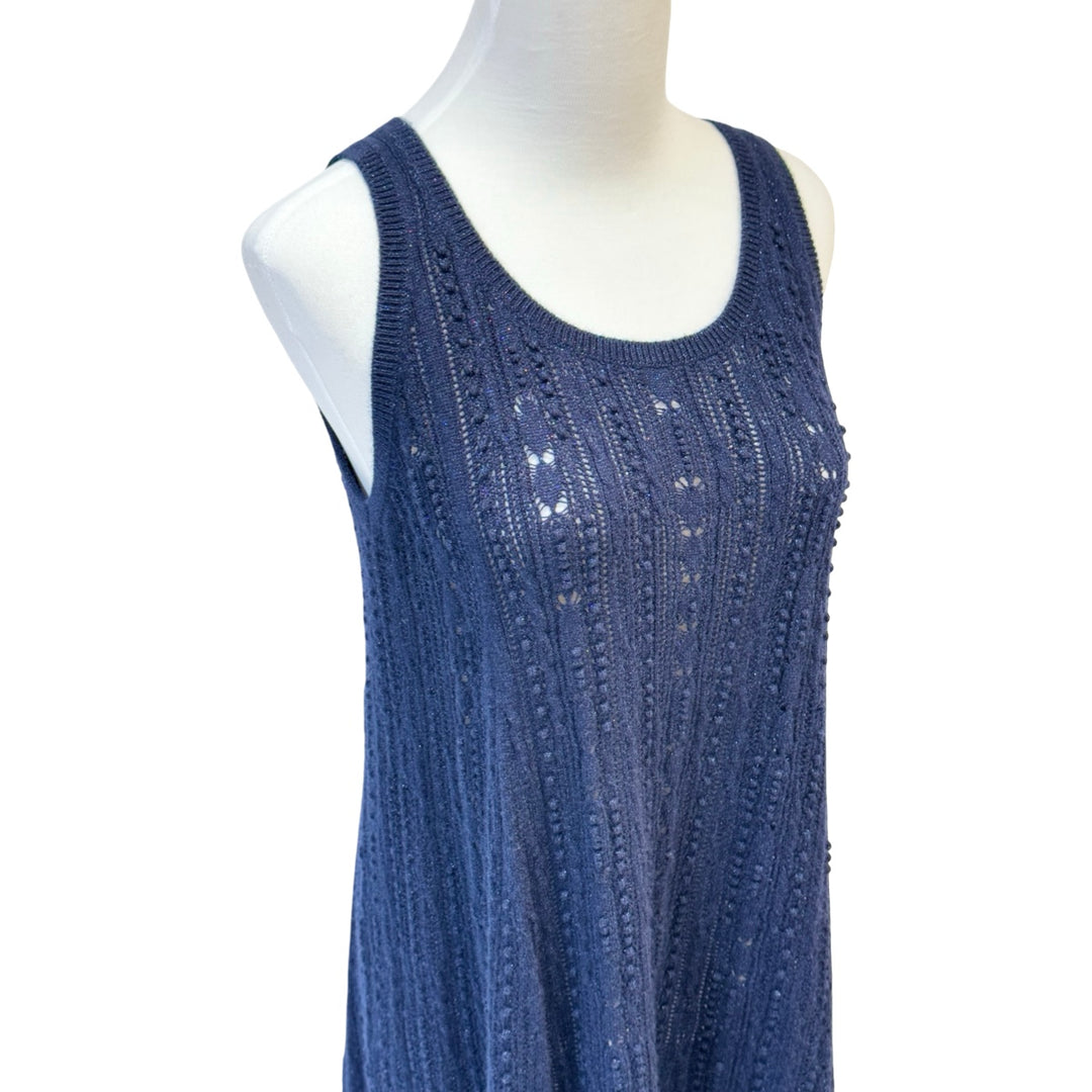 Chanel Navy Blue Pointelle Knit Vest Dress #34