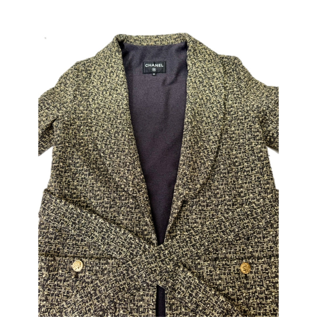 Chanel 16A Tweed Coat Gold/Grey #34