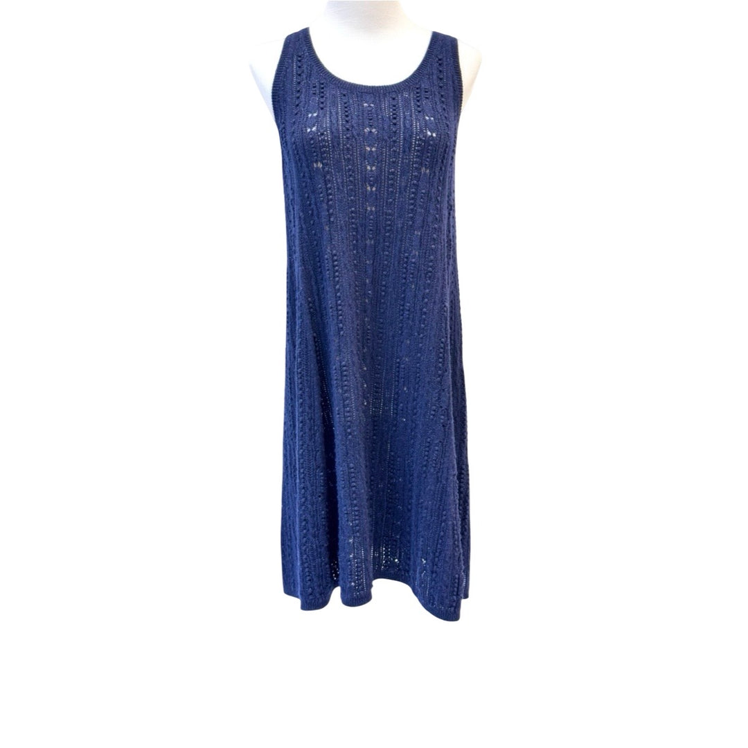 Chanel Navy Blue Pointelle Knit Vest Dress #34