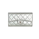 Pre-owned Chanel Silver CF Long Wallet in Calfskin