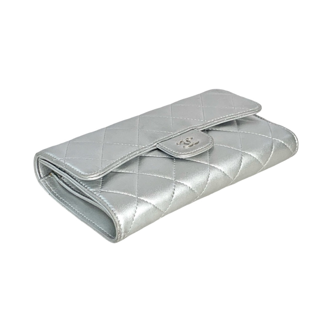 Pre-owned Chanel Silver CF Long Wallet in Calfskin - photo 7