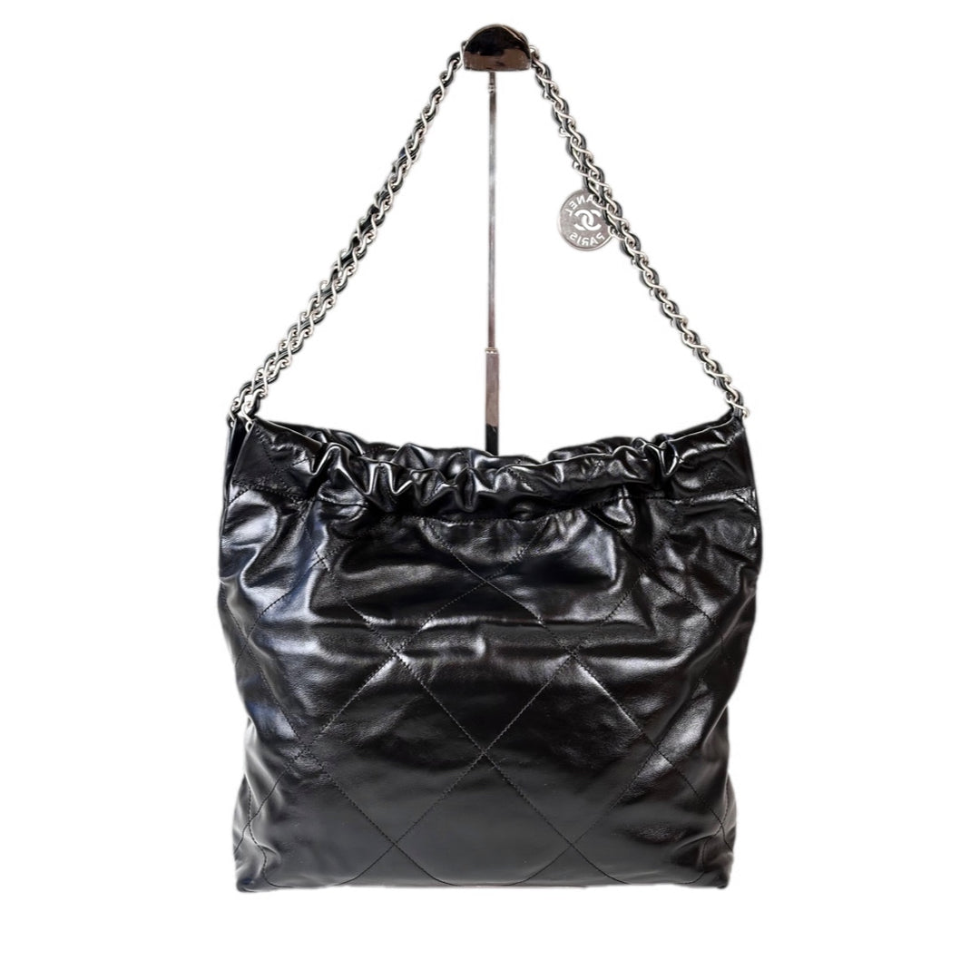 Chanel 22 Small Bag Black Calfskin Silver