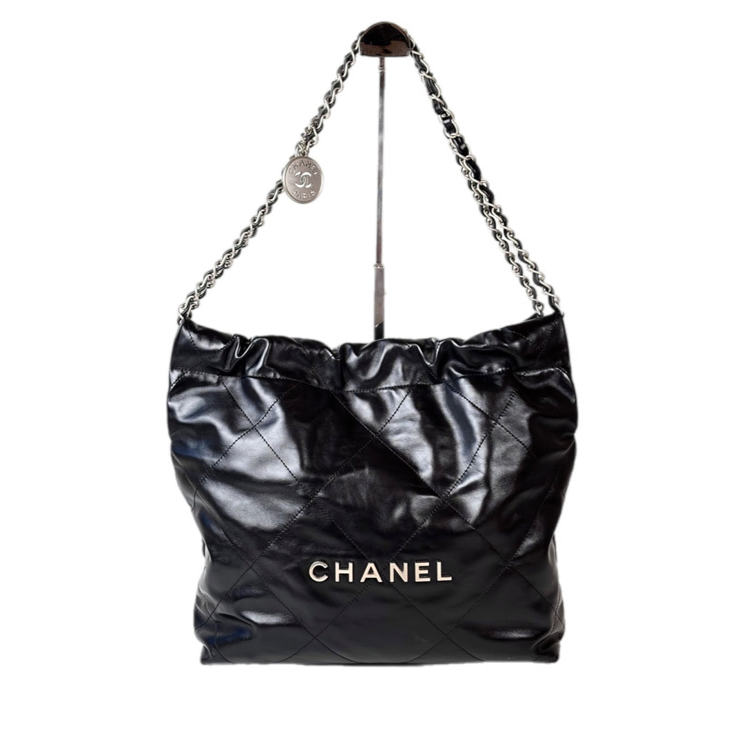 Chanel 22 Small Bag Black Calfskin Silver